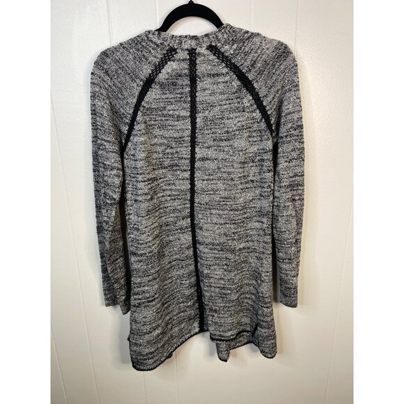 Artisan NY Womens Open Front Cardigan Sweater Small Black & White Linen Blend - Picture 3 of 5